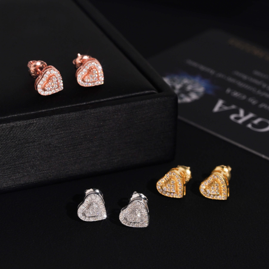 8MM Heart VVS Moissanite Stud Earrings