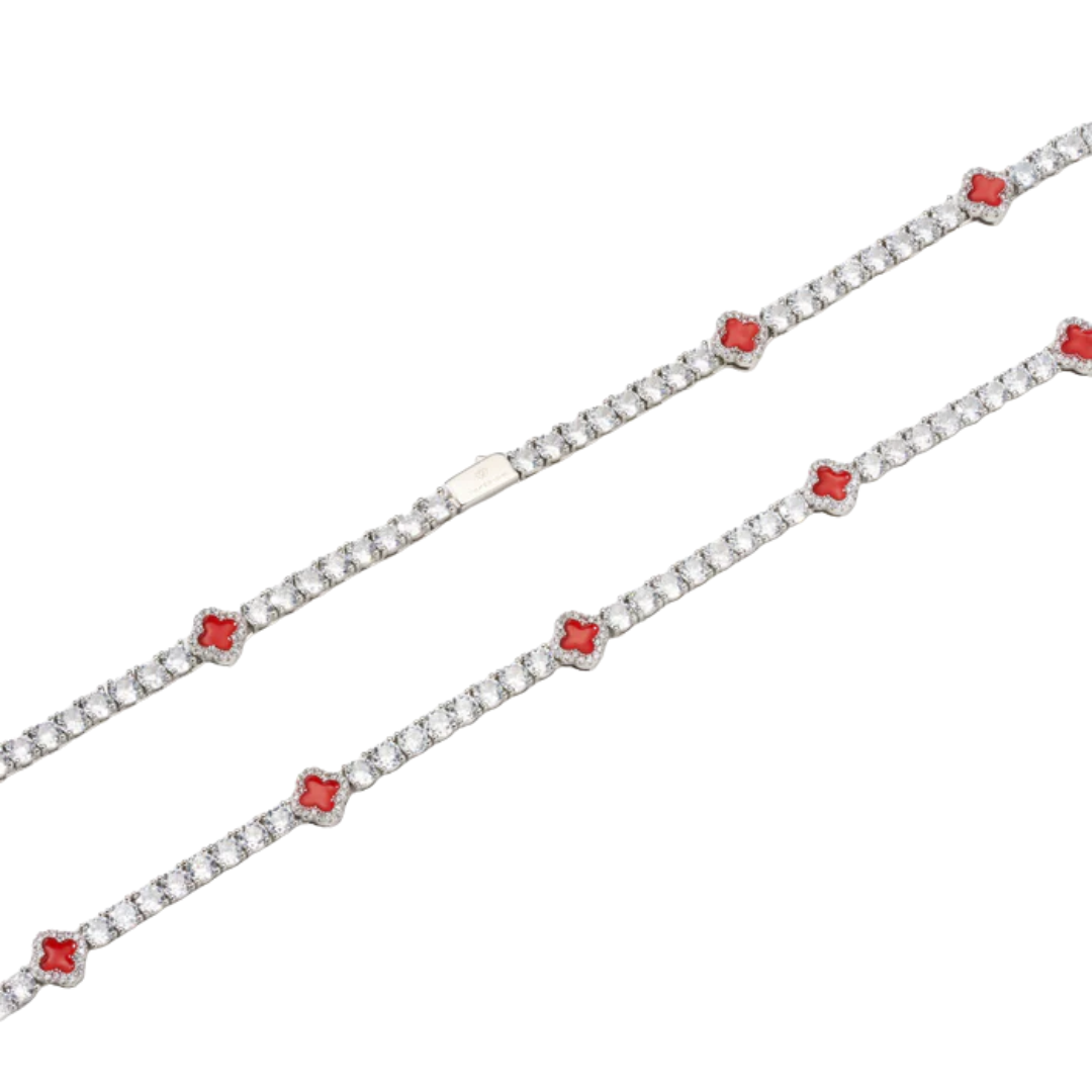 Red Clover Tennis Chain (Gold) - 4mm