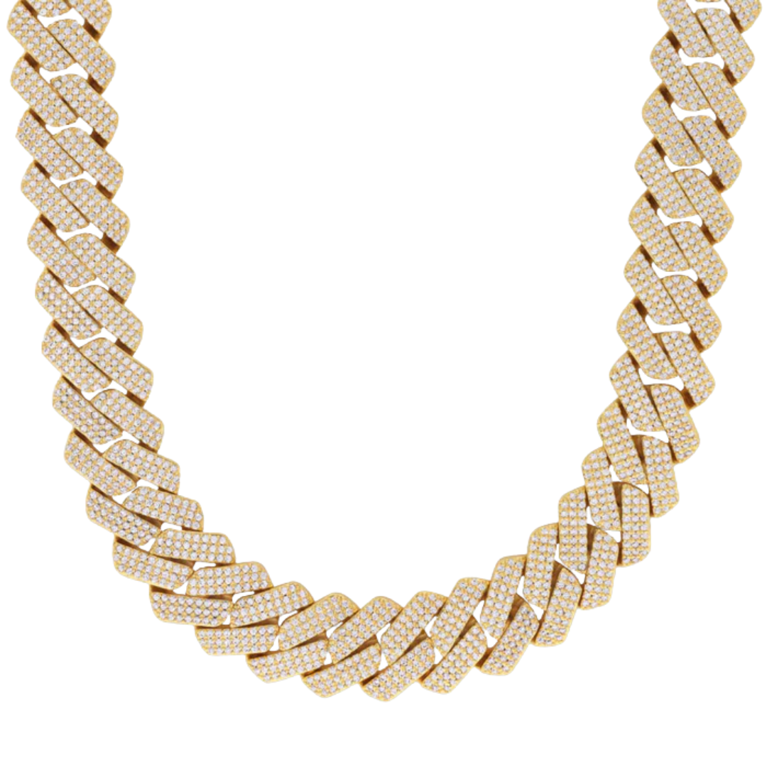 Iced Prong Cuban Chain (Gold) - 20mm