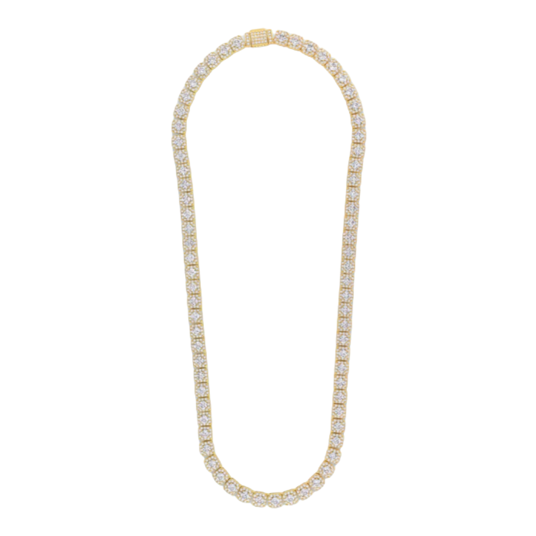 Clustered Tennis Chain (Gold) - 8mm