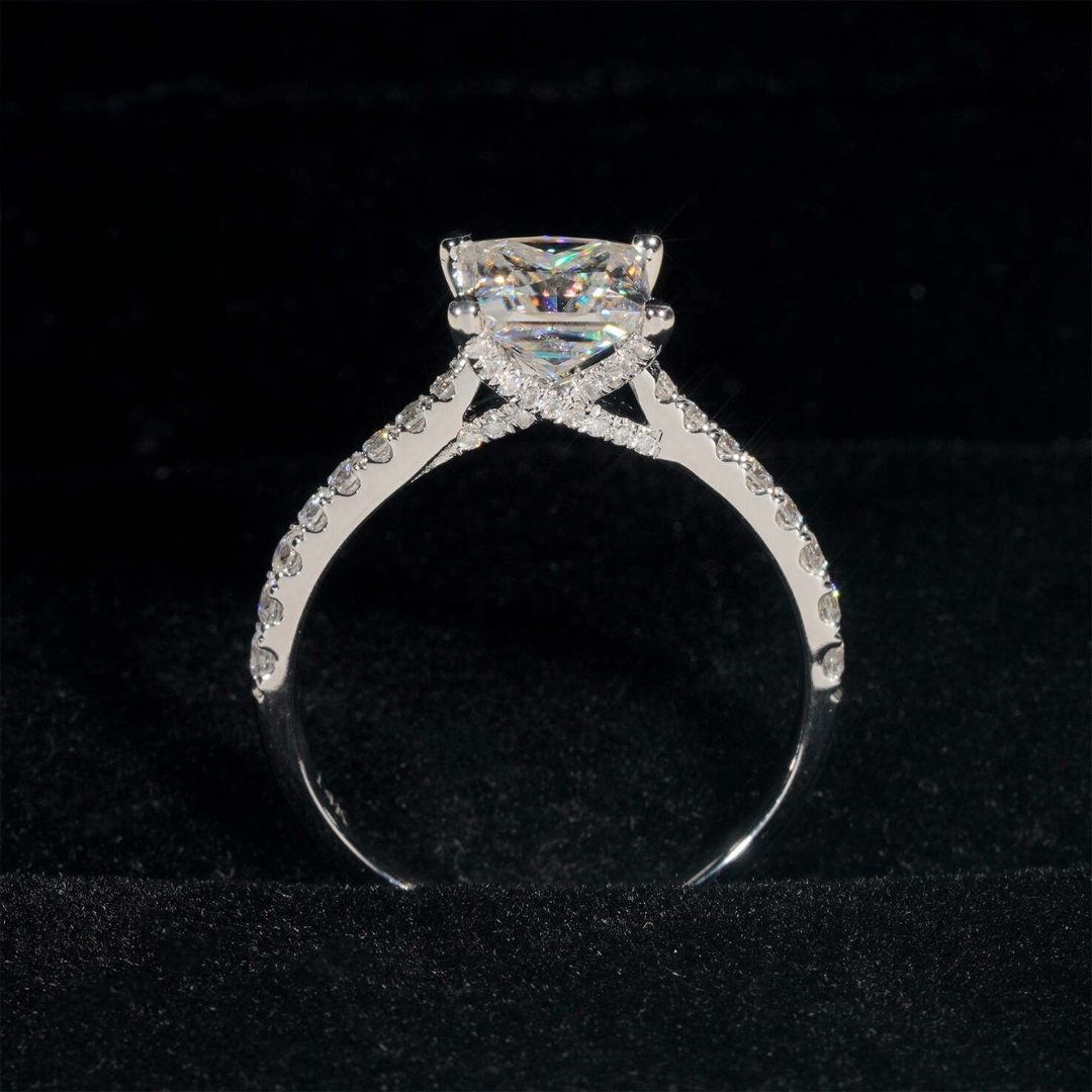 14K White Gold 1.2CT Princess Cut Moissanite Diamond Engagement Ring