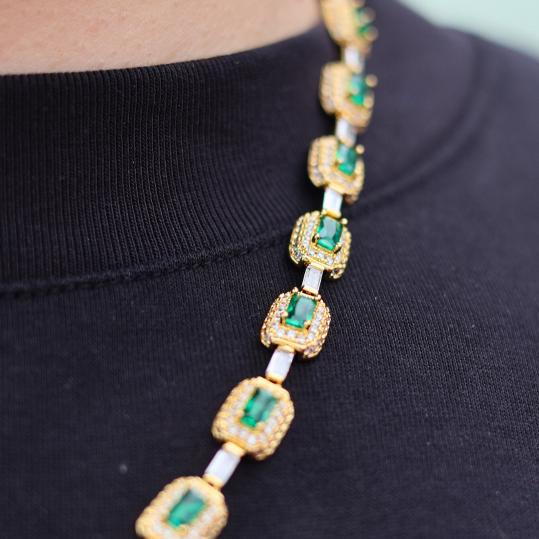 Green Gemstone Chain (Gold) - 7mm