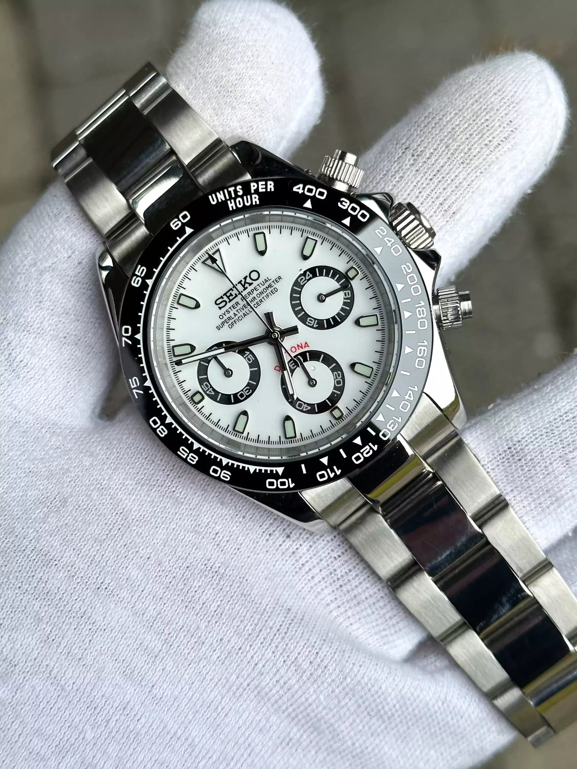 SEIKO MOD DAYTONA | BLANC