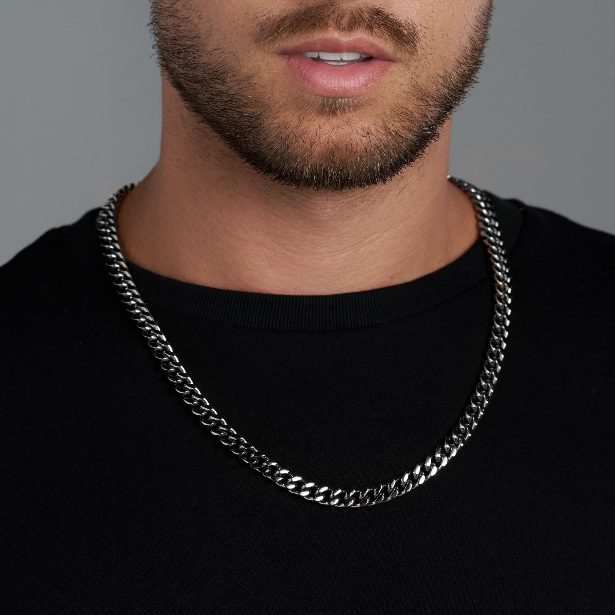 8mm Silver Cuban Link Chain