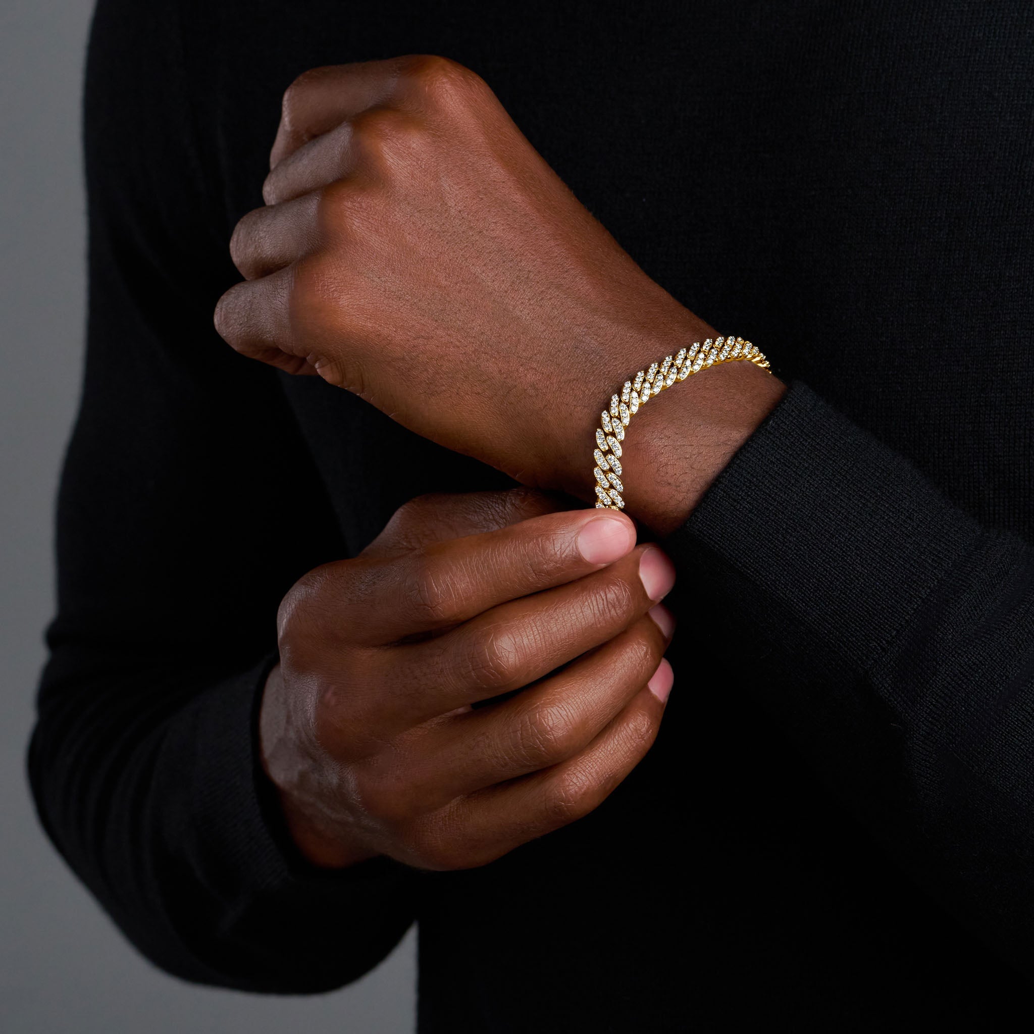 8mm Iced Out Gold Cuban Bracelet