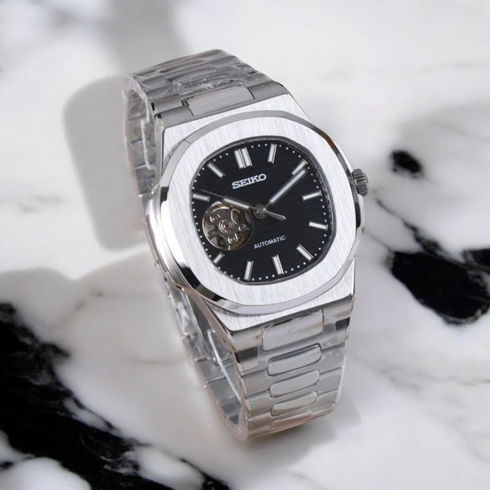 SEIKO MOD NAUTILUS | OPEN HEART BLACK