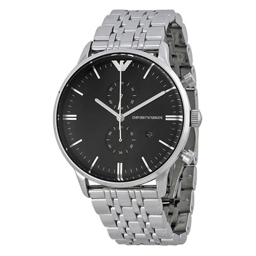 Emporio Armani AR0389 Silver Chronograph Mens Watch