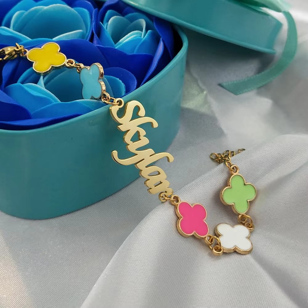 Custom Name Clover Bracelet
