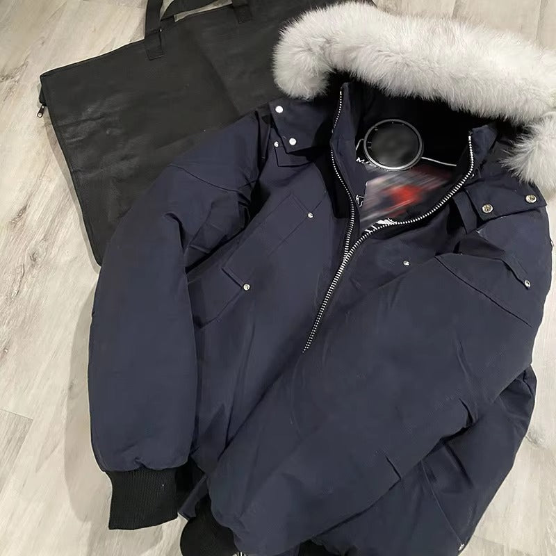 Alpha Bomber Down Fox Fur Men's Hooded Jacket