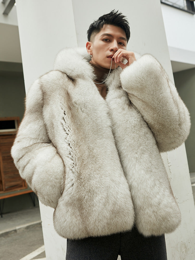 Wolfpack Genuine Fox Fur Hooded Jacket for Men