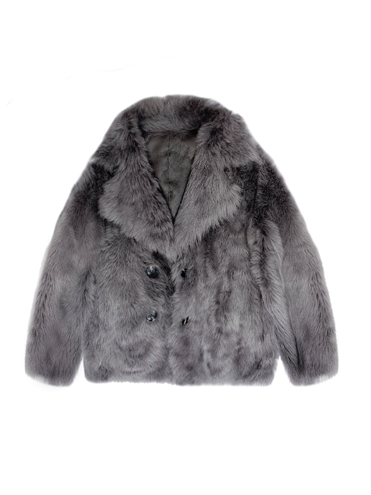 Midnight Drip Real Sheep Wool Fur Men's Jacket