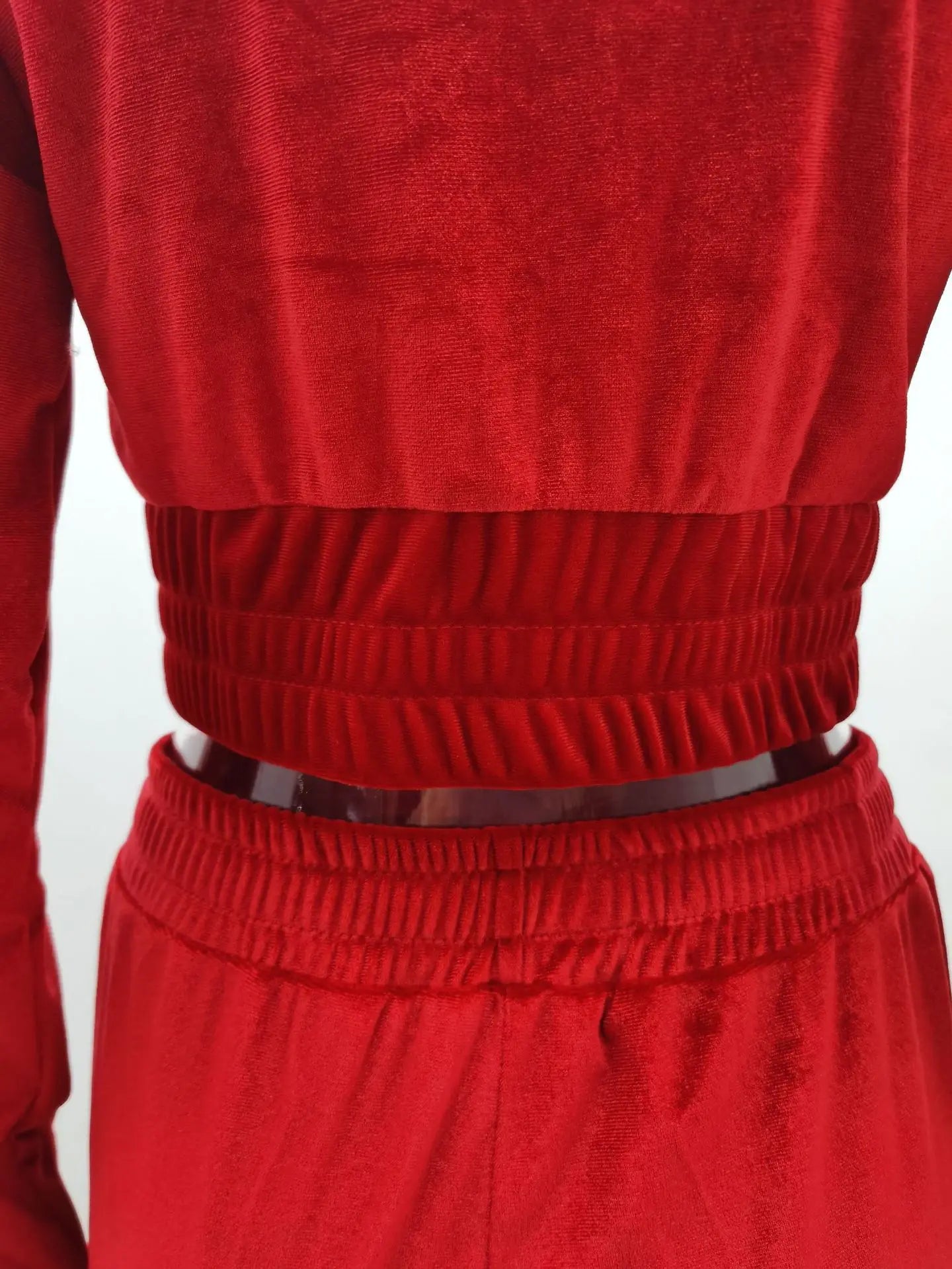 Velvet Hoodie Crop Top Tracksuit