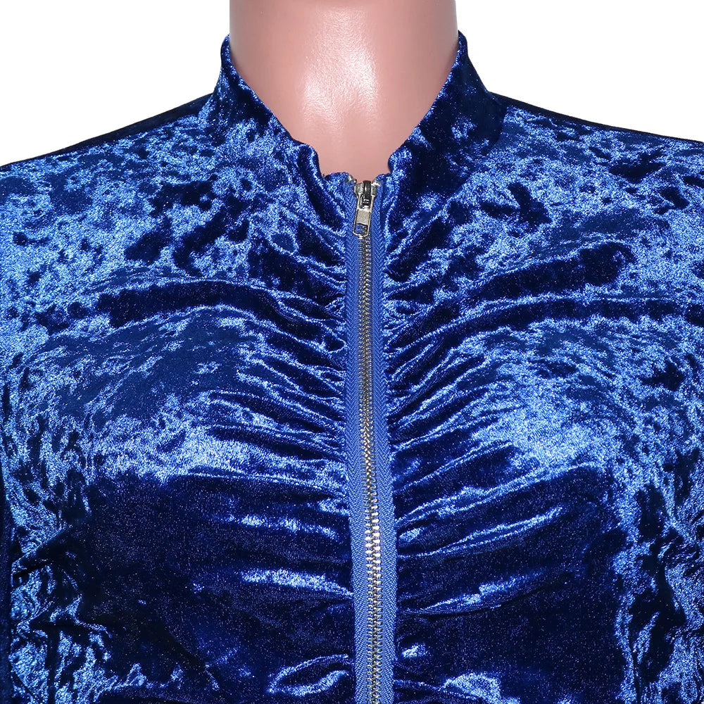 Velvet Stacked Zipper Tracksuit