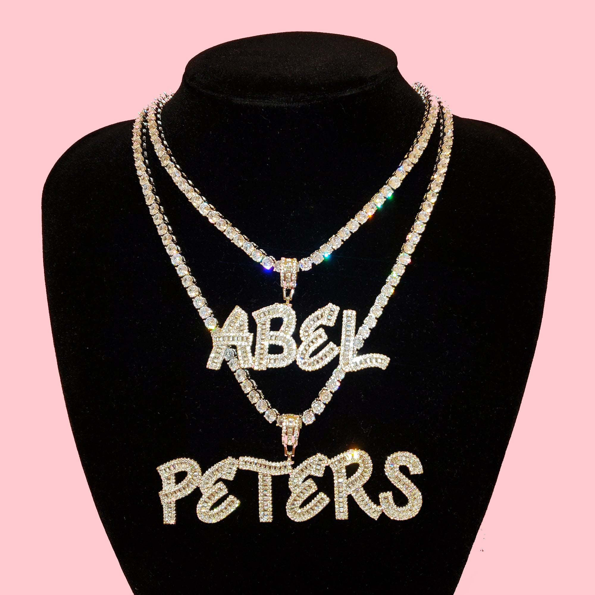 VVS Jewelry Baguette Collier avec pendentif lettre personnalisé