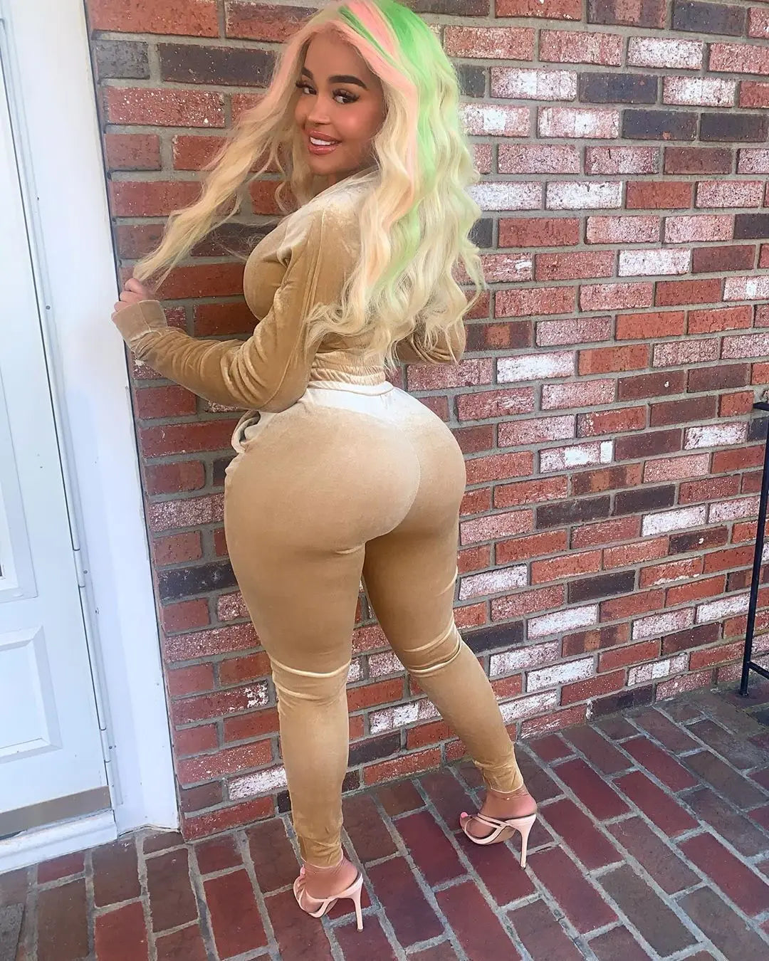 Velvet Hoodie Crop Top Tracksuit