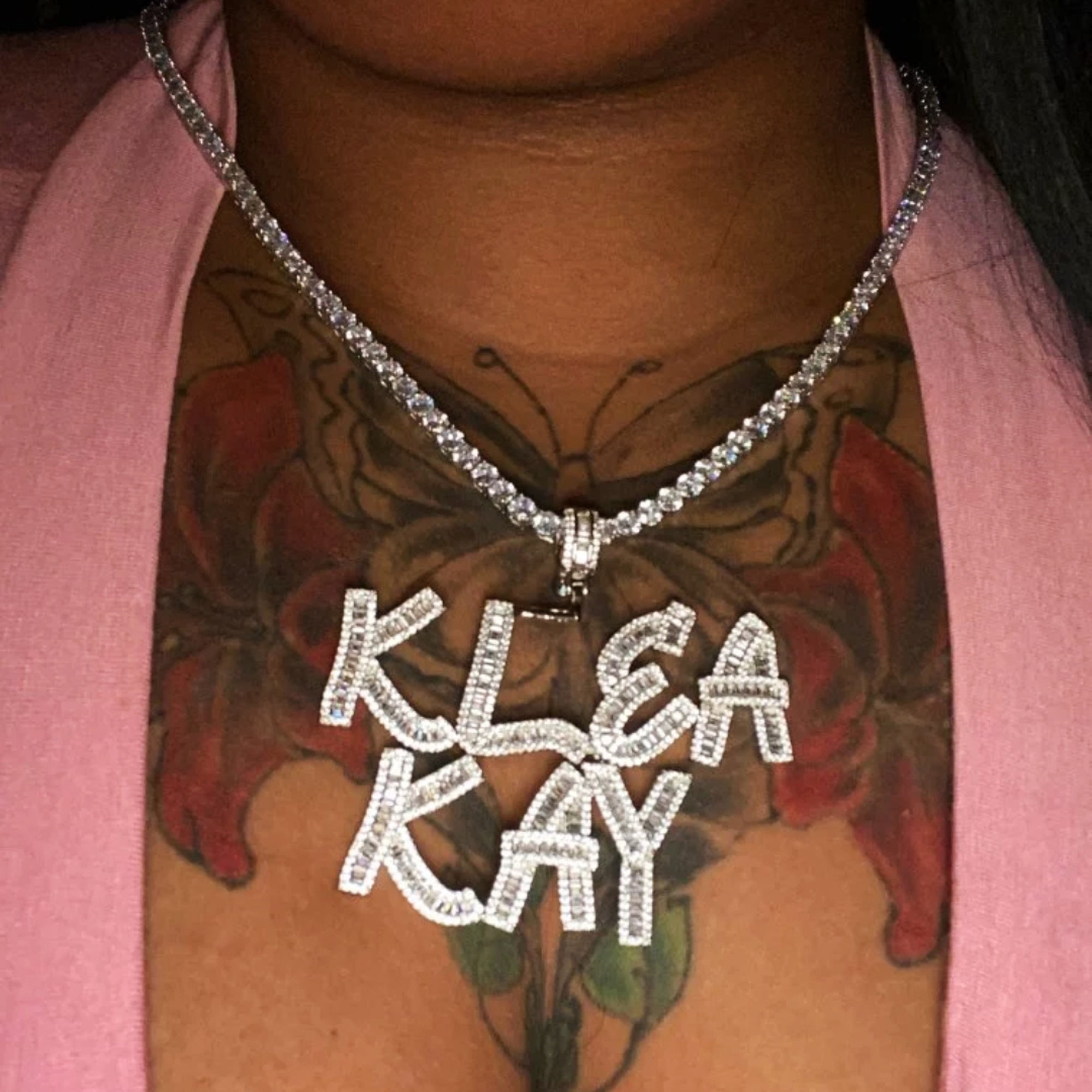 VVS Jewelry Baguette Collier avec pendentif lettre personnalisé