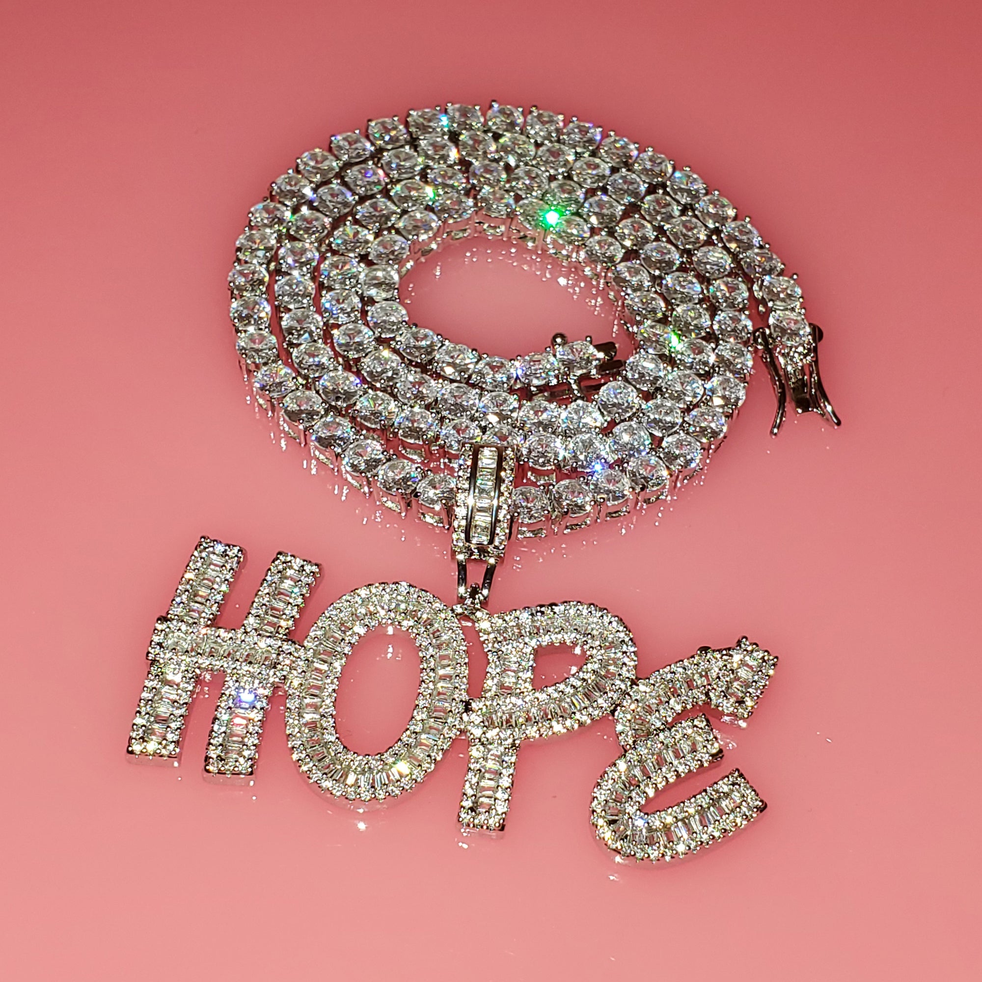 VVS Jewelry Baguette Collier avec pendentif lettre personnalisé