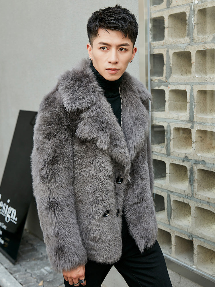 Midnight Drip Real Sheep Wool Fur Men's Jacket