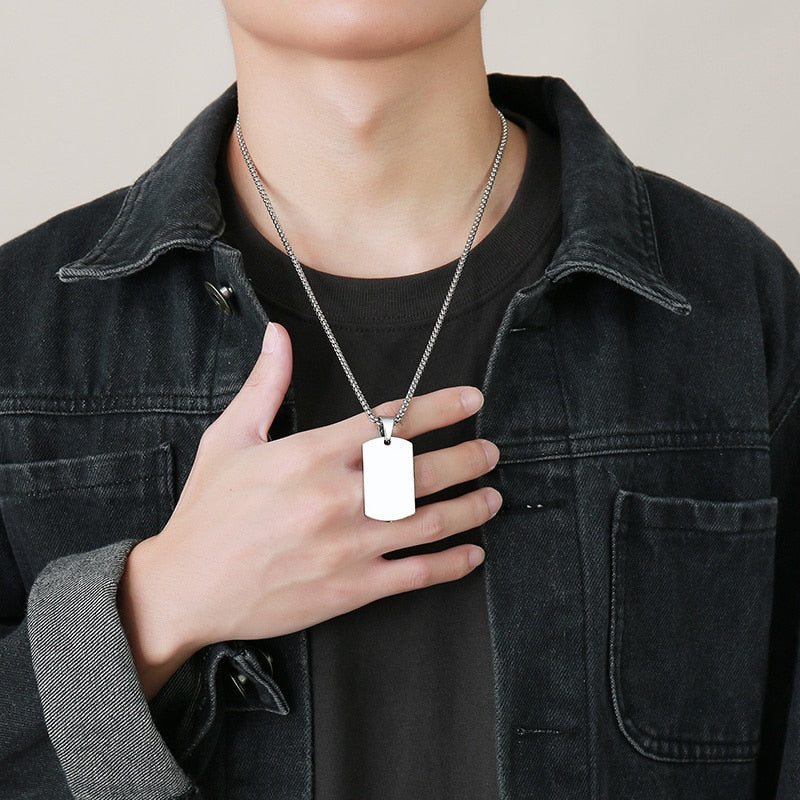 Stainless Steel Dog Tag Cremation Urn Pendant Necklace