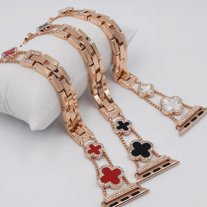 Iced Out Clover Apple Watch Band