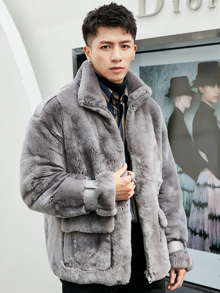 Icy King Genuine Rabbit Fur Men's Jacket