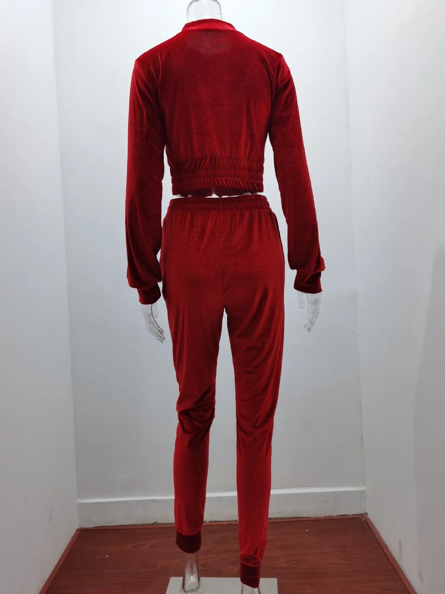 Velvet Hoodie Crop Top Tracksuit