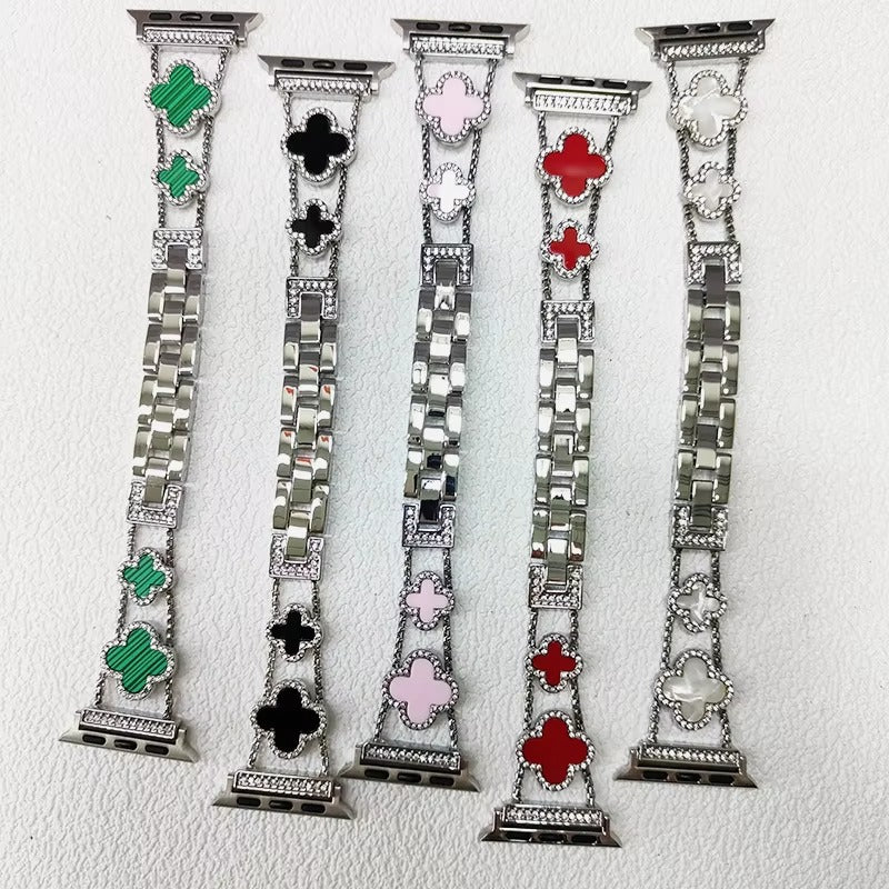 Iced Out Clover Apple Watch Band