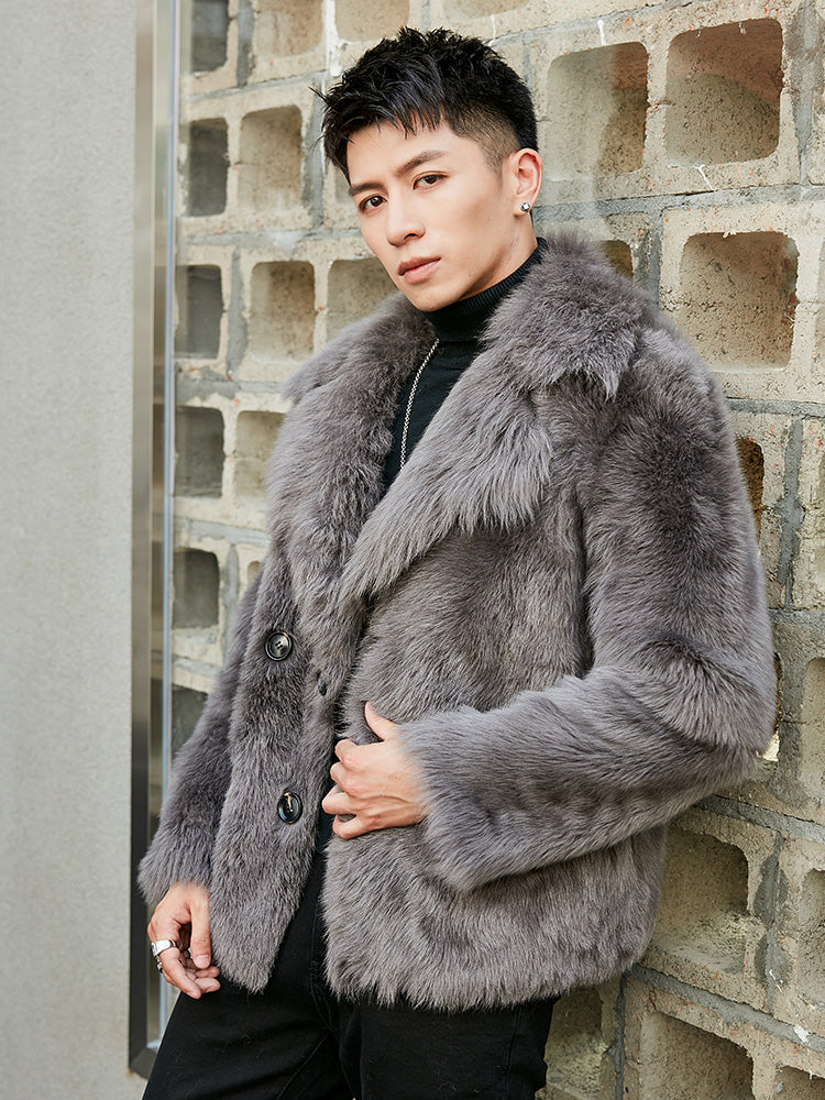 Midnight Drip Real Sheep Wool Fur Men's Jacket