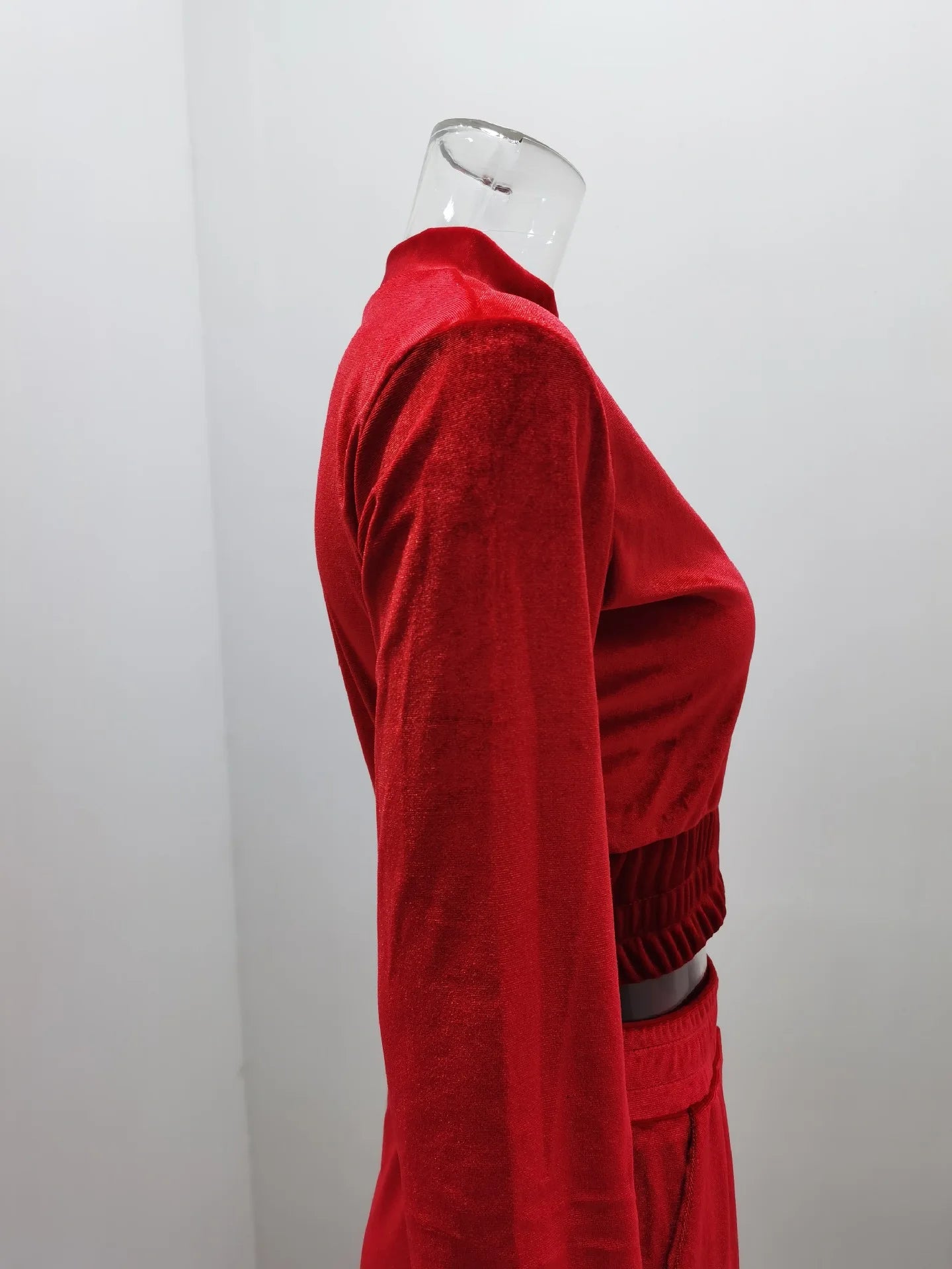 Velvet Hoodie Crop Top Tracksuit