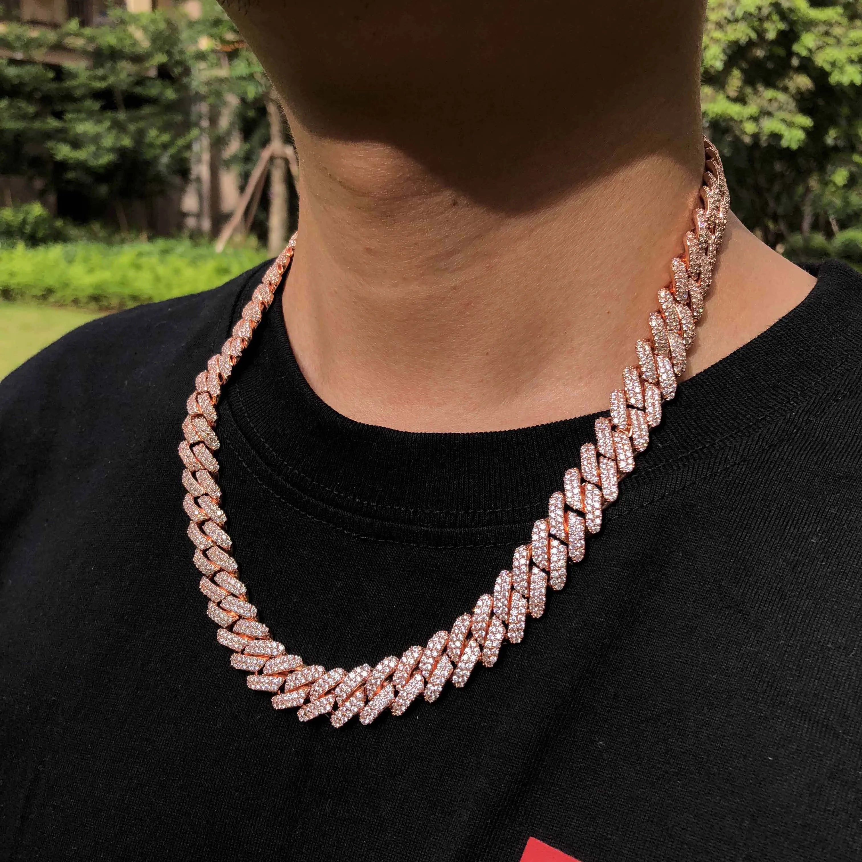 19MM Miami Prong Rose Gold Cubaanse ketting