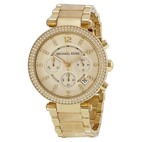 Michael Kors MK5842 Parker Gold Dial Steel Strap Womens Watch