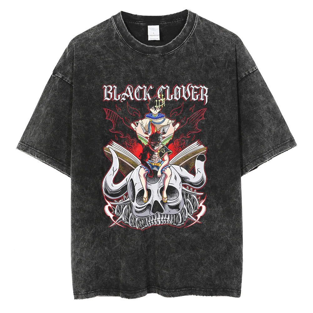 Black Clover Vintage gewaschenes Anime-Shirt