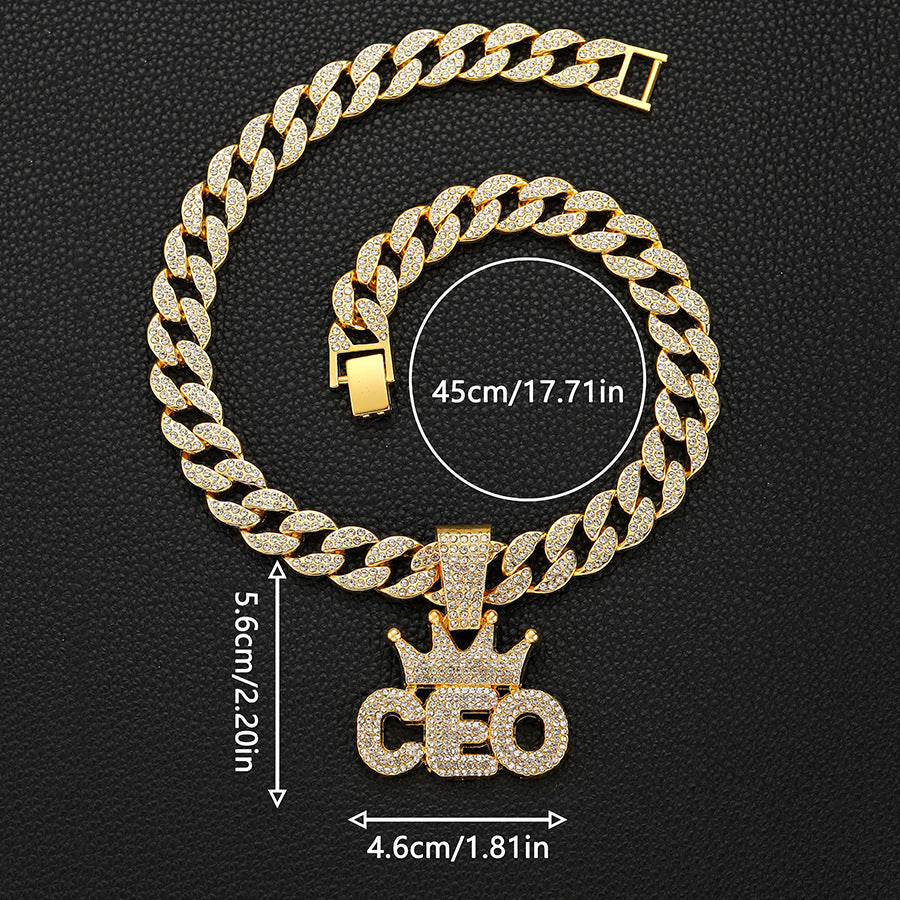Crowned CEO Iced Out Pendant Necklace