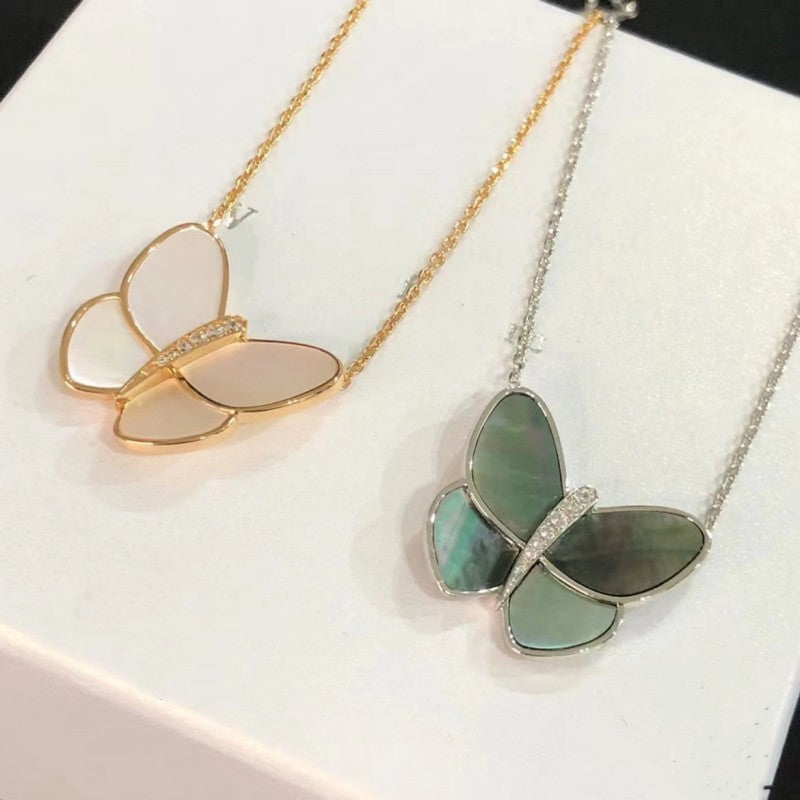 Vanity Butterfly Necklace - 925 sterling silver & Mother of Pearl - High Quality Dupe