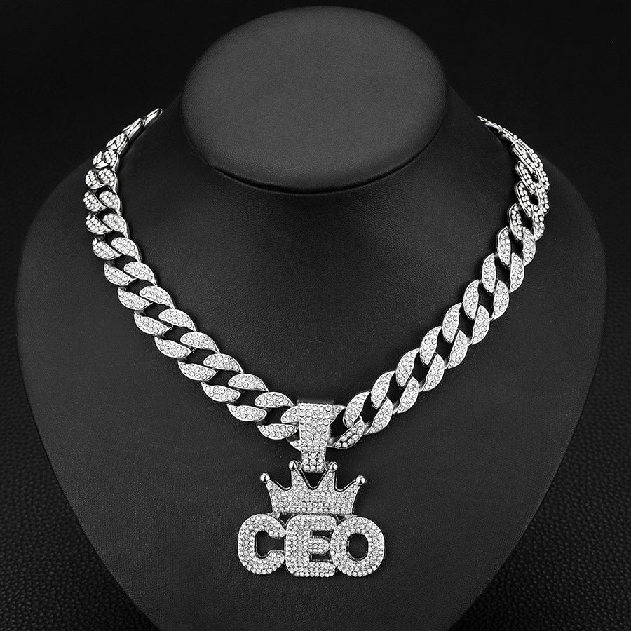 Crowned CEO Iced Out Pendant Necklace