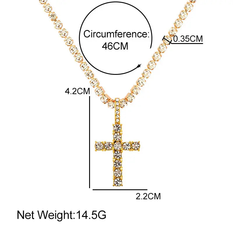 2-Piece Iced Out Bundle: 14MM Cuban + Tennis Cross Chain