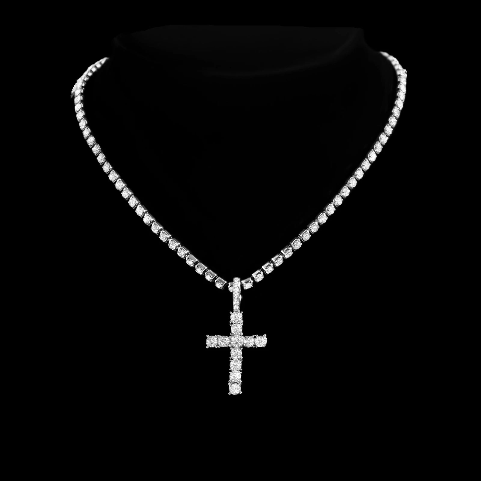 2-Piece Iced Out Bundle: 14MM Cuban + Tennis Cross Chain