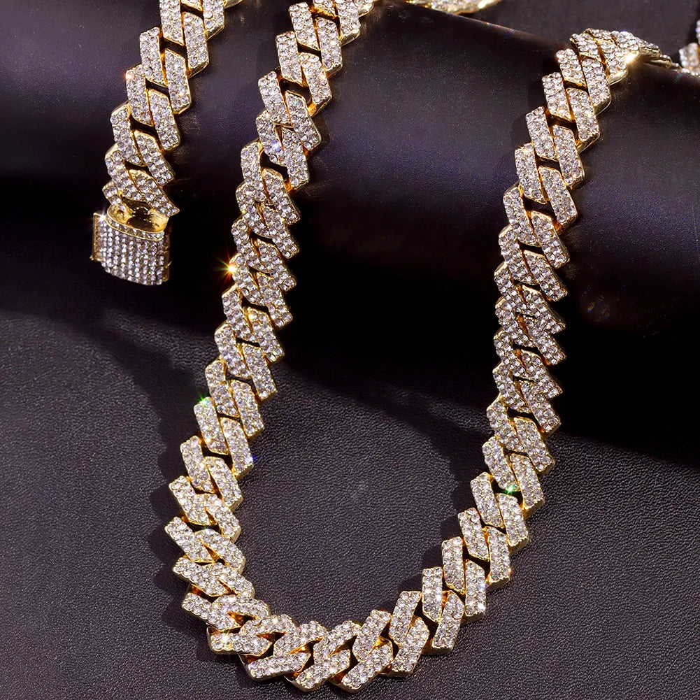 2-Piece Iced Out Bundle: 14MM Cuban + Tennis Cross Chain