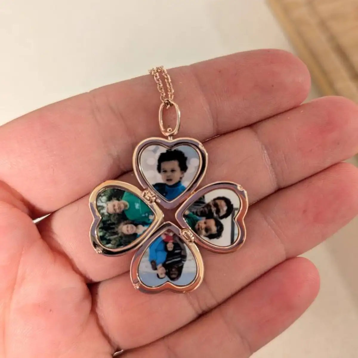 Custom Family Photo Locket Engraved Name Pendant