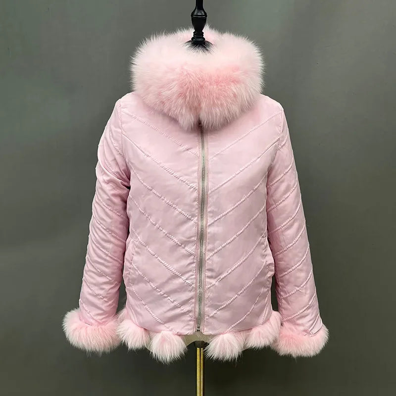 Elegante Wendbare Jacke aus echtem Fuchspelz