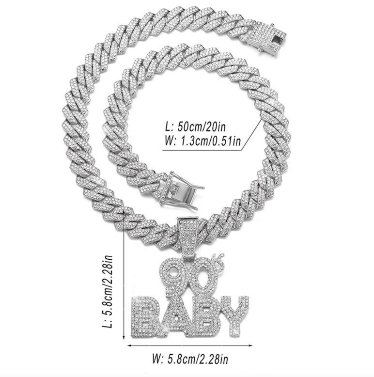 90er BABY Anhänger Kubanische Kette