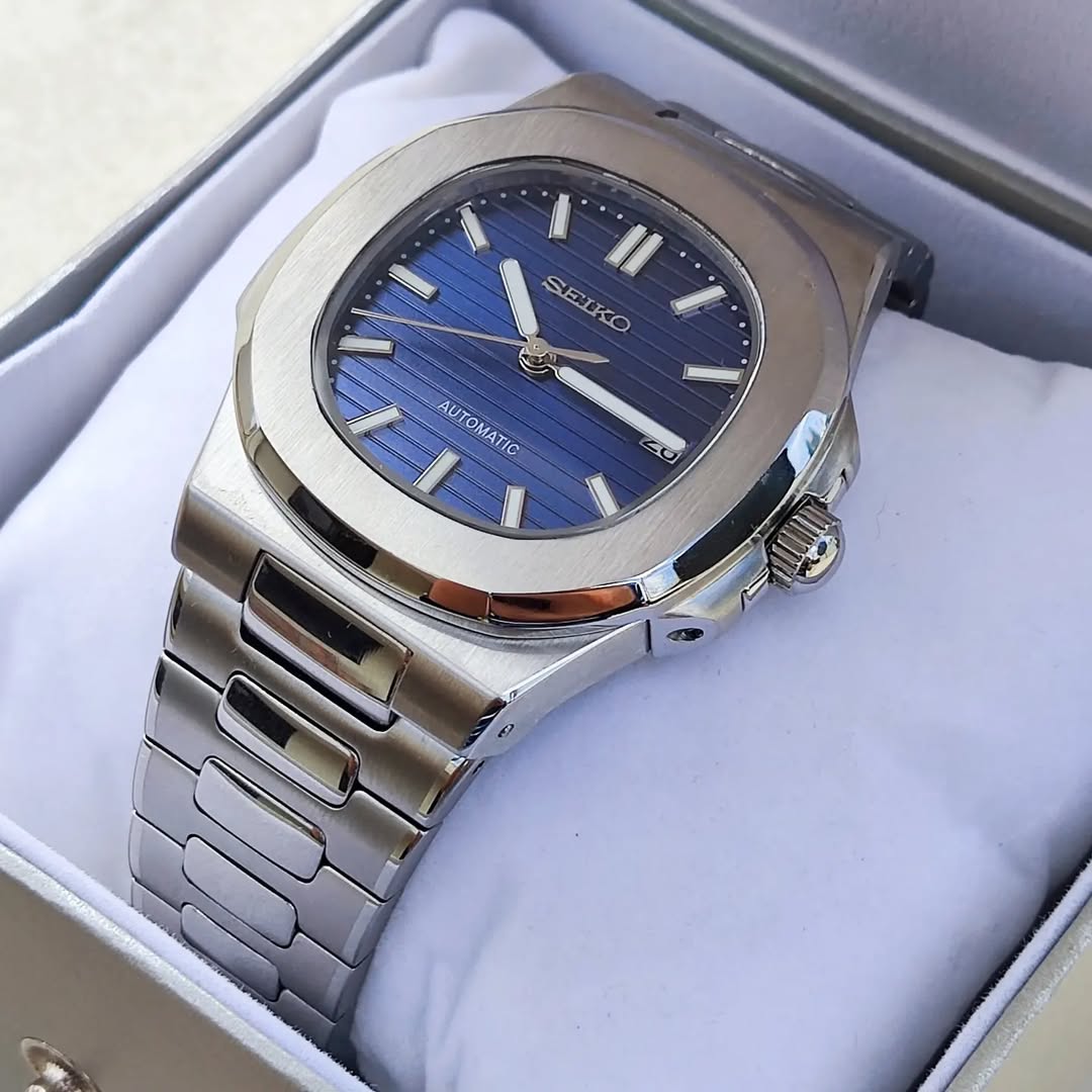 Seiko Mod Nautilus Blue