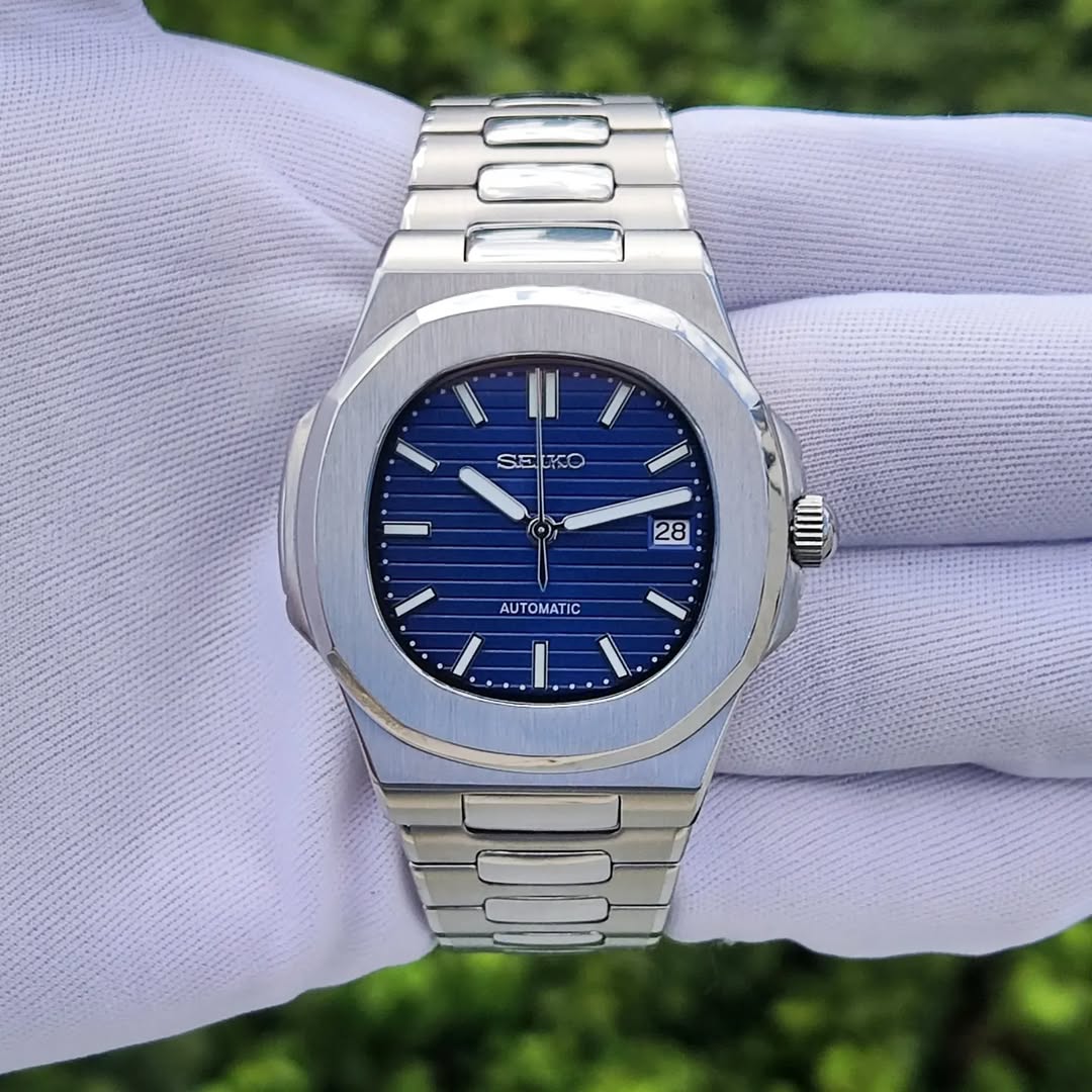 Seiko Mod Nautilus Blue