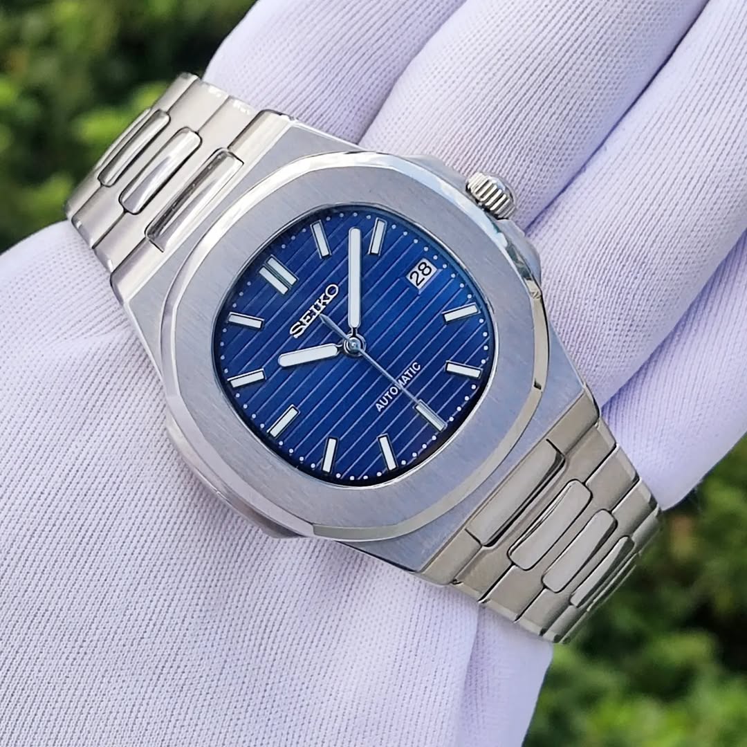 Seiko Mod Nautilus Blue