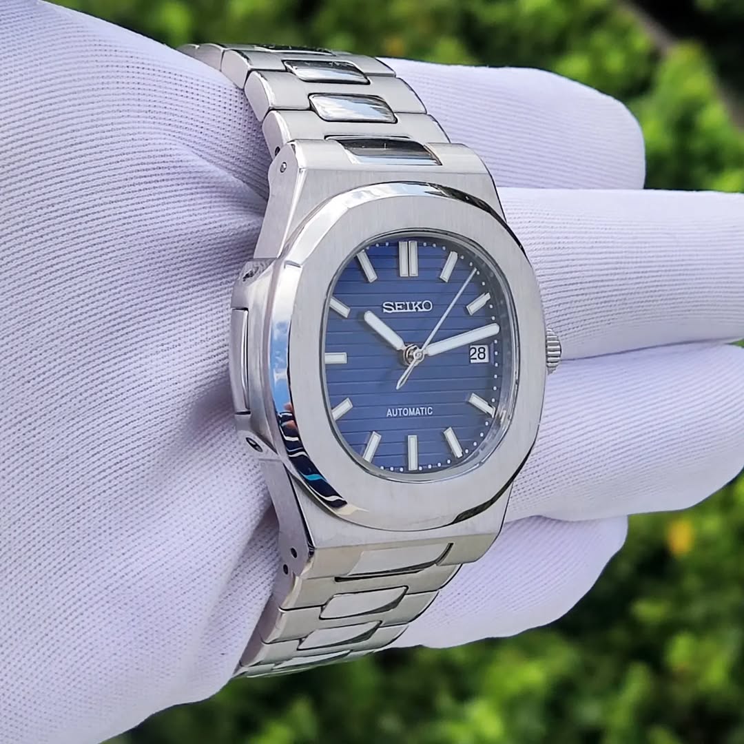 Seiko Mod Nautilus Blue
