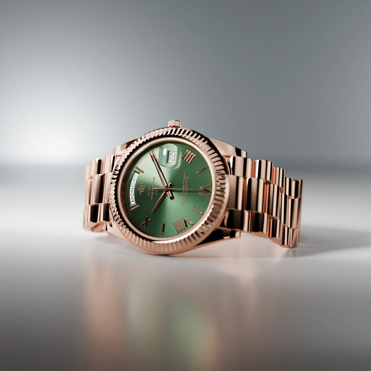VVS Datejust Watch - Olive Green Rose Gold