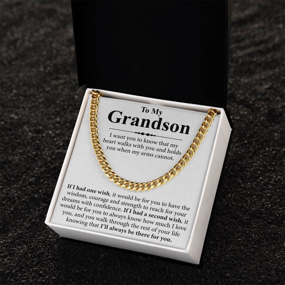 To My Grandson Message Card Necklace