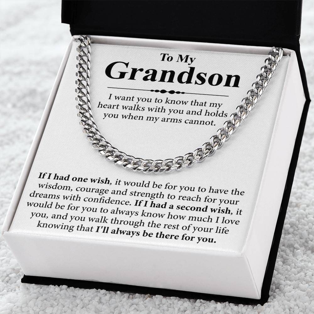 To My Grandson Message Card Necklace