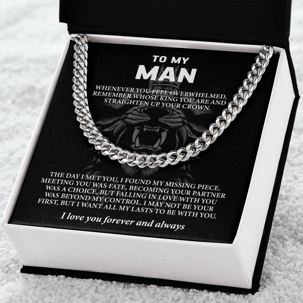 To My Man - Husband or Boyfriend (I Love You Forever and Always) Message Card Necklace