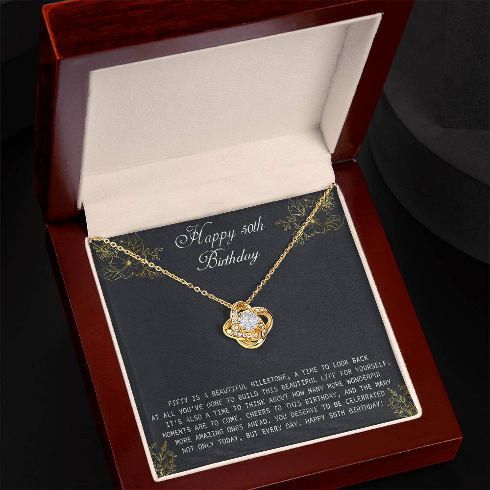 50th Birthday Message Card Necklace